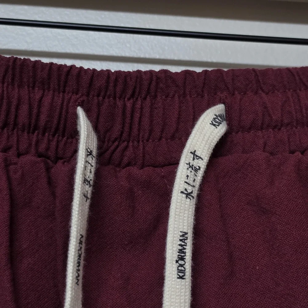 Kidoriman Men's Gelyu Harem Japanese Street Burgundy Red Cotton Jogger Pants 3XL